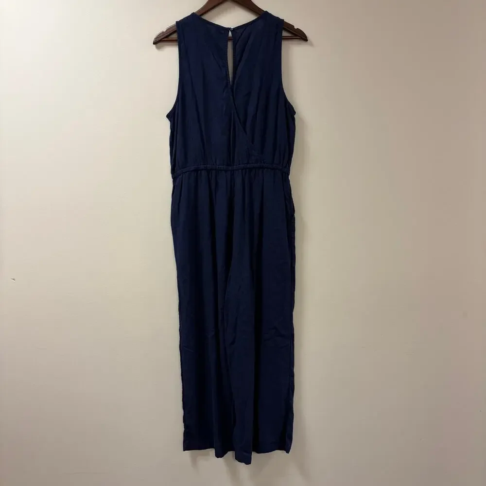 Old Navy Linen-Blend Embroidered Wide-Leg Jumpsuit Coastal Minimalist Military M